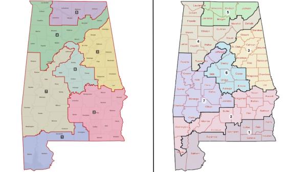 Alabama co<em></em>ngressional maps: Legislature's map and Remedial Plan 3