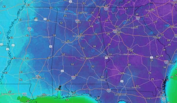 Thursday a.m. lows