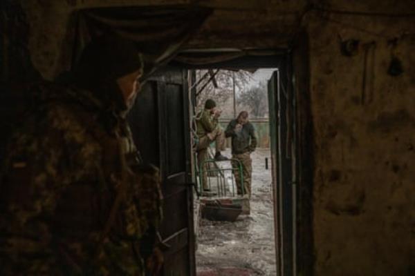 Soldiers at their ba<em></em>se near Avdiivka