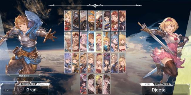 Granblue Fantasy Versus Rising, Character Select