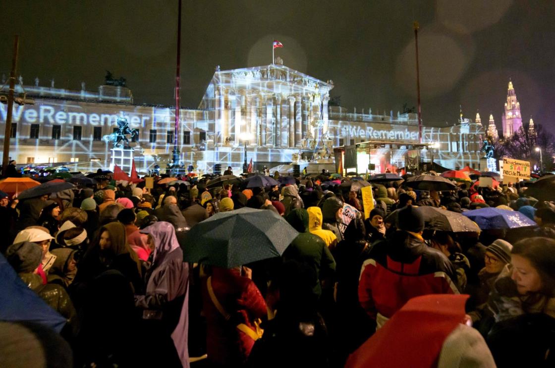 People take part in a rally under the motto 