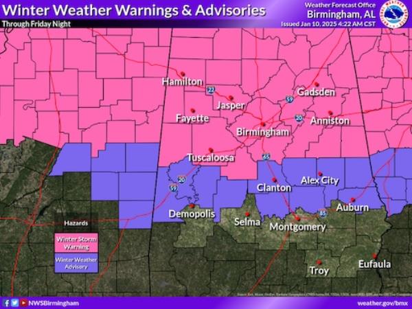 Central Alabama warnings